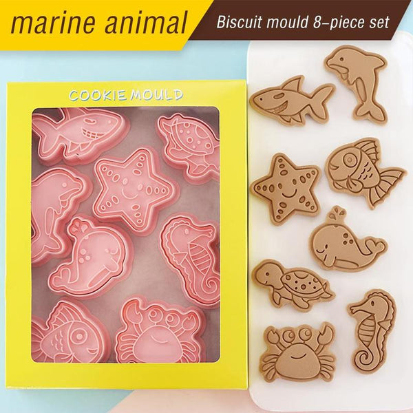 8pcs/Set Ocean Jungle Animal Cartoon Cookie Mold Cookie Cutter Baking Mold Diy Supplies Kids Gift Kitchen Baking Tool Xmas Decor