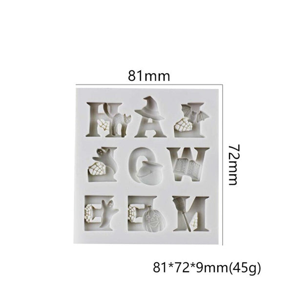 1pc Halloween Theme English Alphabet Ghost Witch Shape Silicone Mold Fondant Mold  DIY Baking Tools 9-cavity