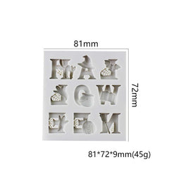 1pc Halloween Theme English Alphabet Ghost Witch Shape Silicone Mold Fondant Mold  DIY Baking Tools 9-cavity