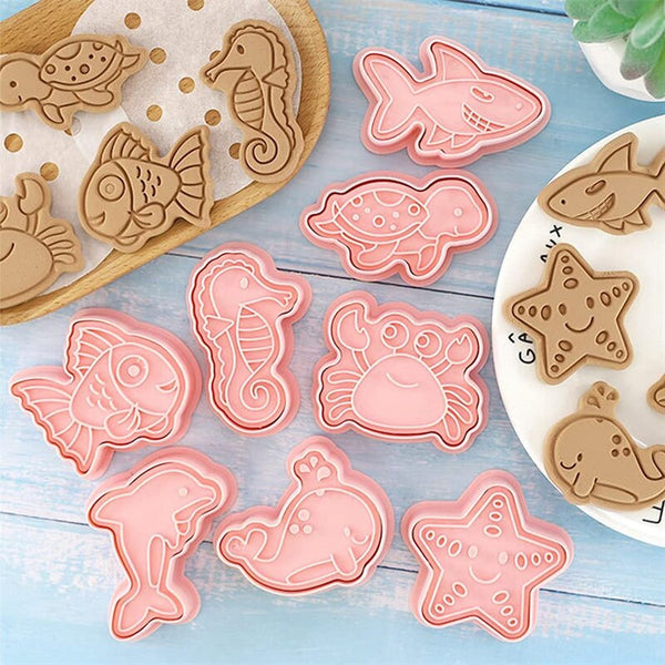 8pcs/Set Ocean Jungle Animal Cartoon Cookie Mold Cookie Cutter Baking Mold Diy Supplies Kids Gift Kitchen Baking Tool Xmas Decor