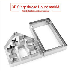 18Pcs Christmas Cookie Cutter 3D Big Gingerbread House Chocolate Cake Mould Stainless Steel Cookie Cutter Biscuits Making Mold