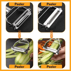 4 In 1 Vegetable Peeler Stainless Steel Melon Planer Kitchen Double-Head Peeler Household Multi-function Fruit Vegetable Peeler