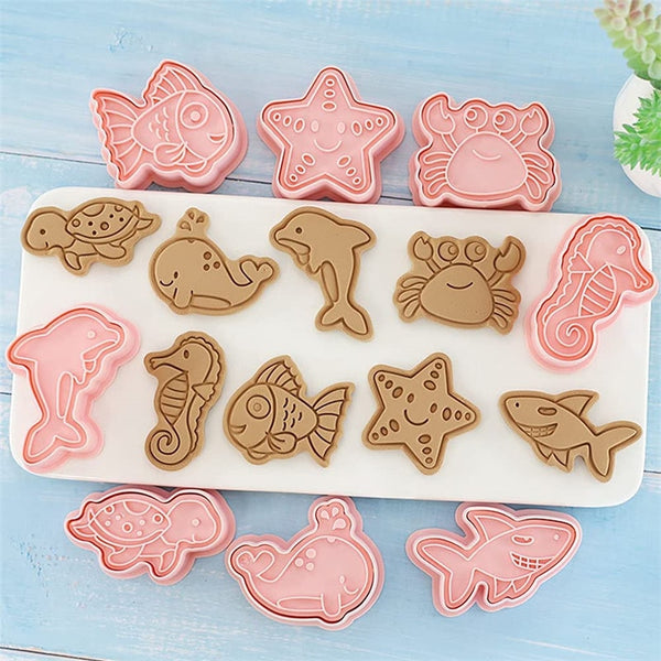 8pcs/Set Ocean Jungle Animal Cartoon Cookie Mold Cookie Cutter Baking Mold Diy Supplies Kids Gift Kitchen Baking Tool Xmas Decor